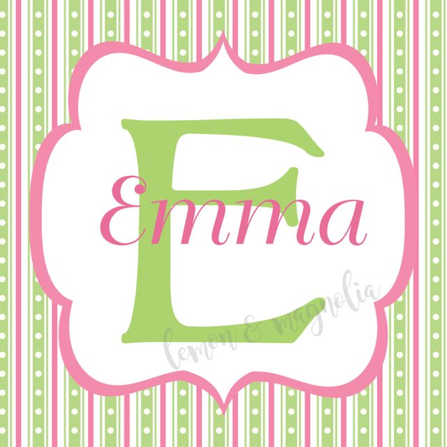 Pink and Green Initial Personalized Calling Card