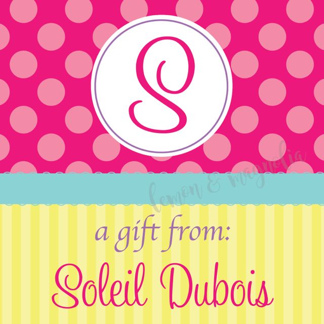Pink Polka Dot with Aqua and Yellow Stripe Personalized Calling Card