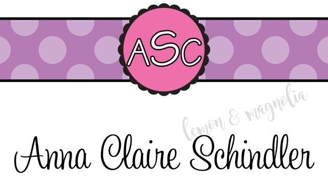 Purple Dot with Monogram Personalized Calling Card
