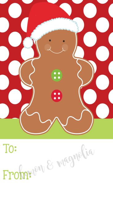 Tall Red Polka Dot or Stripe Personalized Christmas Gift Tag