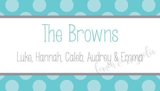 Teal Polka Dot with Grey Personalized Calling Card