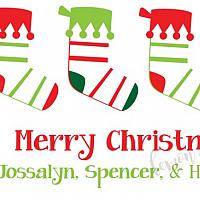Four Stripe Stocking Personalized Christmas Calling Card