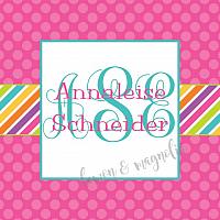 Pink Polka Dot with Bright Stripe Personalized Calling Card with Monogram