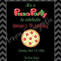 Chevron Pizza Party Birthday Invitation
