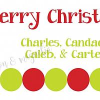 Red and Lime Bottom Polka Dot Personalized Christmas Calling Card