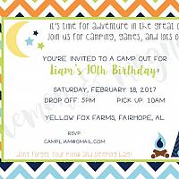 Boys Camping Birthday Invitation