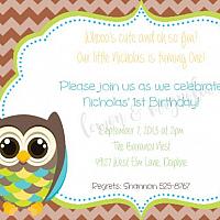 Boys Brown Owl Birthday Invitation
