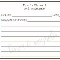 Brown and Blue Border Personalized Recipe Cards