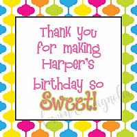 Candy Gumdrops and Lollipops Birthday Favor Tags