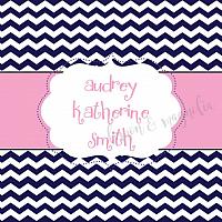 Navy Chevron with Pink Personalized Calling Card