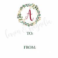 Personalized Initial Christmas Wreath Gift Tags