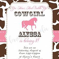 Cowgirl Birthday Invitation 1