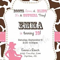Cowgirl Birthday Invitation 2