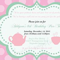 Doll Tea Party Birthday Invitation 2