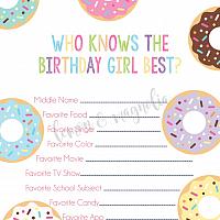 Donut Time Who Knows the Birthday Best Cards