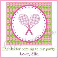 Pink and Green Tennis Birthday Favor Tags