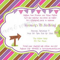 Girls Glamping/Camping Birthday Invitation 2