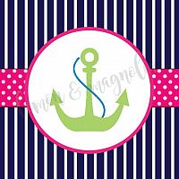 Girl Navy, Pink, & Green Anchor Baby Shower Banner