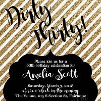 Gold Stripe Dirty Thirty Invitation