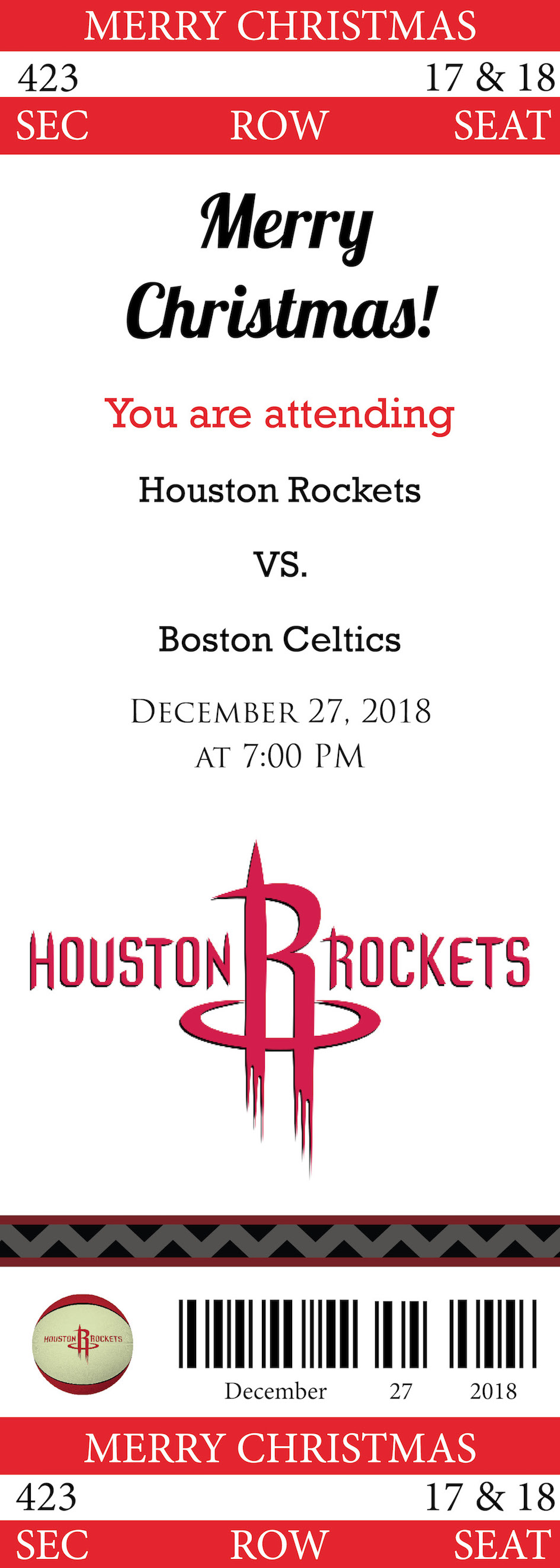 Houston Rockets Ticket Invitation