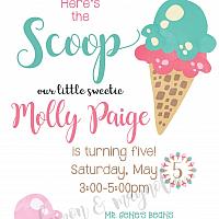 Here's the Scoop Ice Cream Invitation