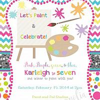 Glitter, Chevron and Polka Dot Paint Party Invitation