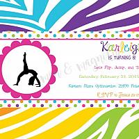 Rainbow Zebra Gymnastics Invitation