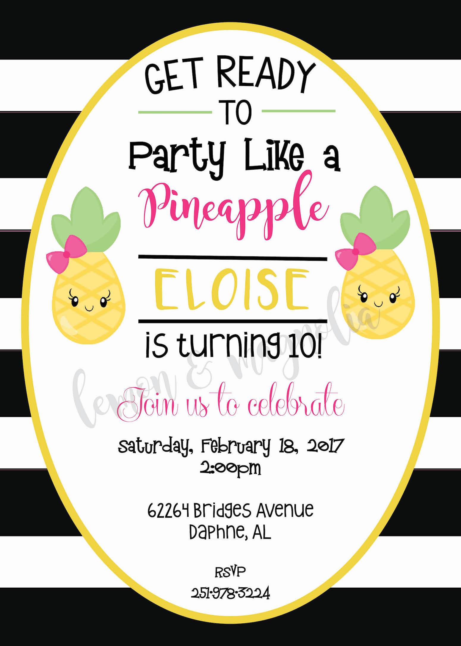 Kawaii Party Like a Pineapple Birthday Invitation