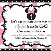 Minnie Pink and Black Polka Dot Invitation