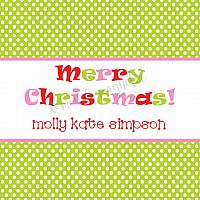Lime Polka Dot with Red and Pink Personalized Christmas Calling Card