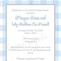 Blue Gingham with Elephant Baby Shower Invitation