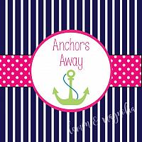 Girl Navy, Pink, & Green Anchor Baby Shower Favor Tag
