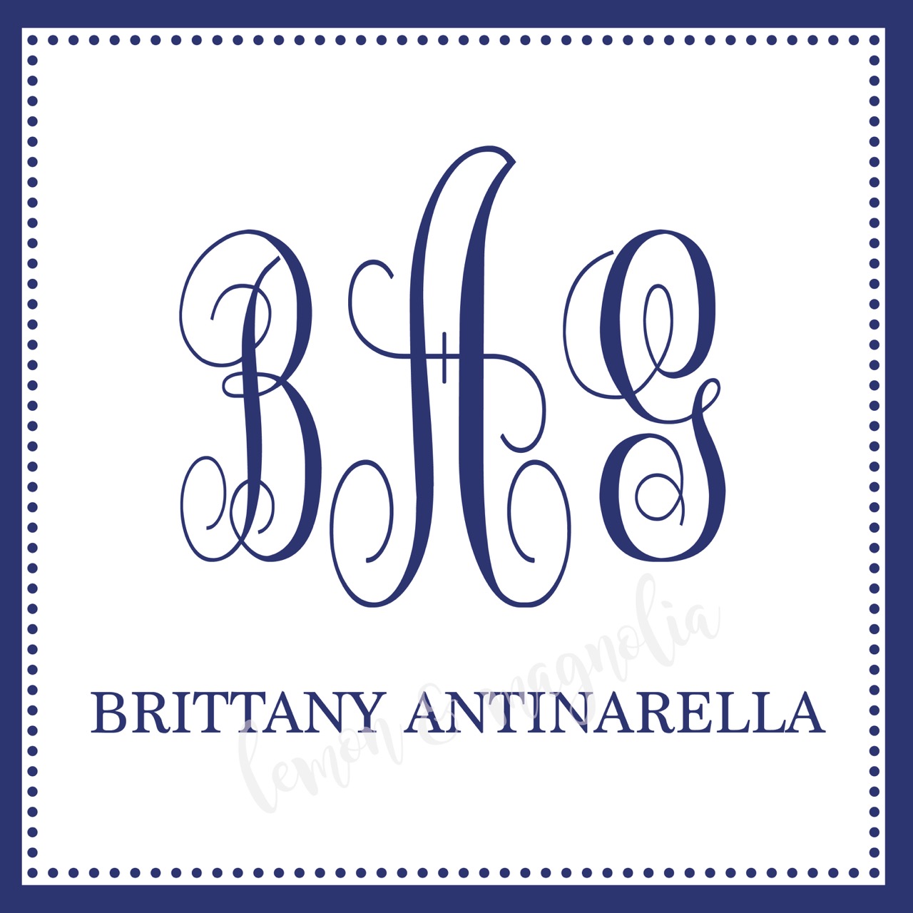 Navy Dots Triple Initial Calling Card