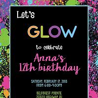 Paint Splatter Glow Party Invitation