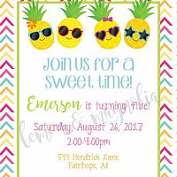 Sweet Time Pineapple Birthday Invitation