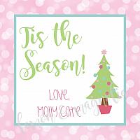 Pink Bokeh Pink Tree Personalized Christmas Gift Tag