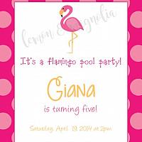 Pink Flamingo Birthday Invitation
