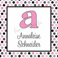 Pink Black and Grey Polka Dot Initial Personalized Calling Card