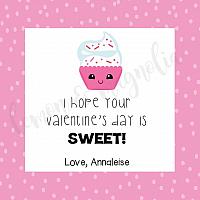 Pink Cupcake Valentine's Day Gift Tag