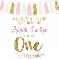 Pink and Gold Tassel Birthday Invitation