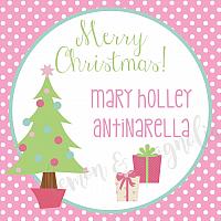 Pink Dot Pink Christmas Personalized Gift Tag