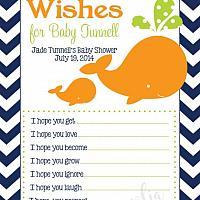 Whale Baby Shower Wish Card