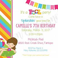 Stripe and Dot Pool Party Invitation