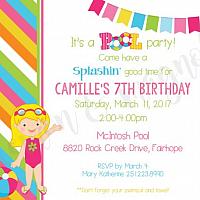 Stripe and Dot Pool Party Invitation