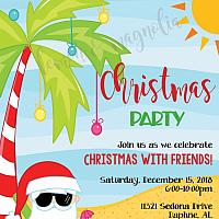 Tropical Santa Christmas Party Invitation