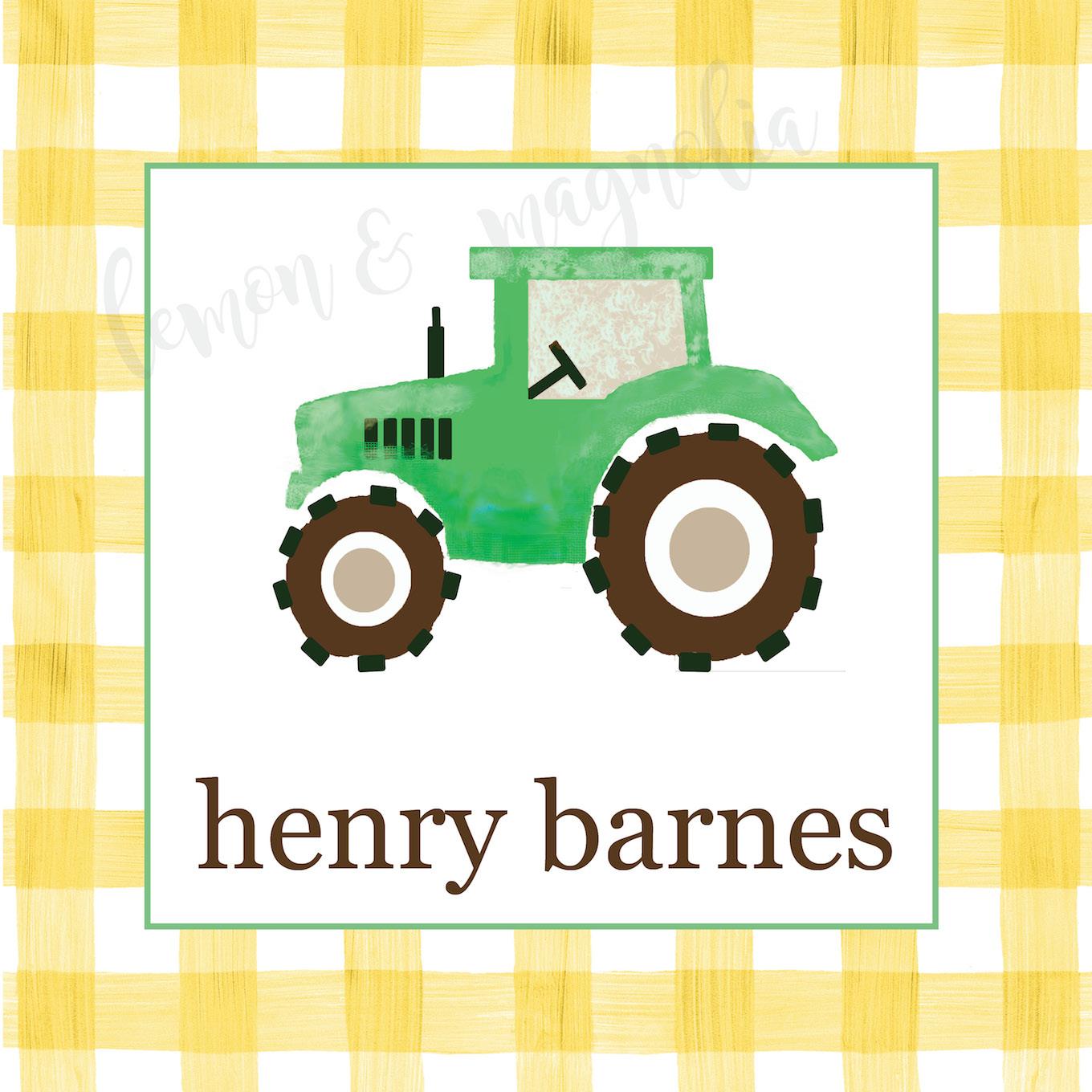 Yellow Gingham Tractor Calling Card