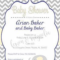 Yellow and Gray Elephant Baby Shower Invitation