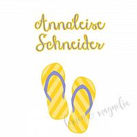 Yellow and Grey Flip Flop Personalized Calling Card