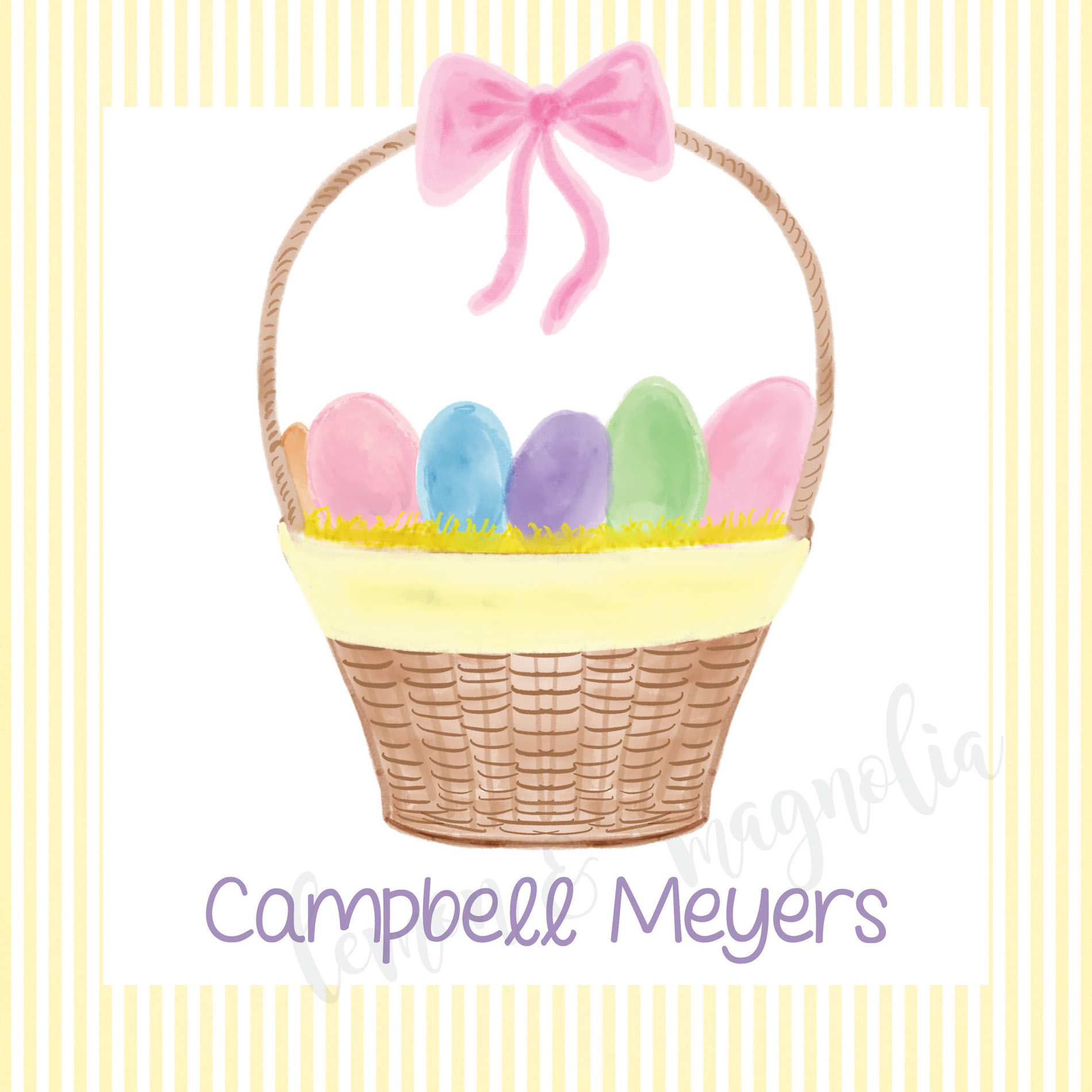 Yellow Seersucker Easter Basket Gift Tag