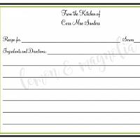 Black and Lime Personalized Recipe Card